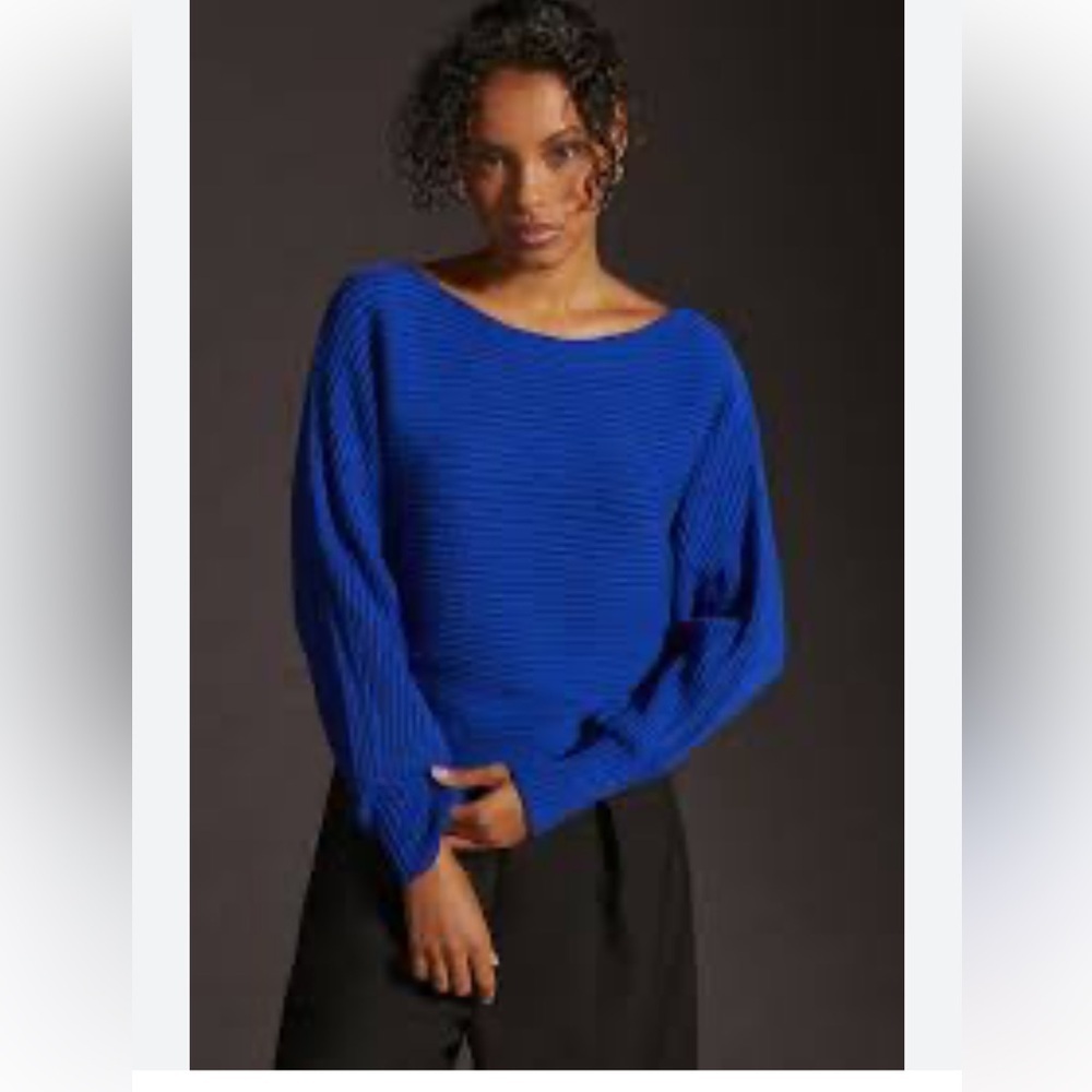 Anthropologie jewel tone blue drop shoulder sweater
